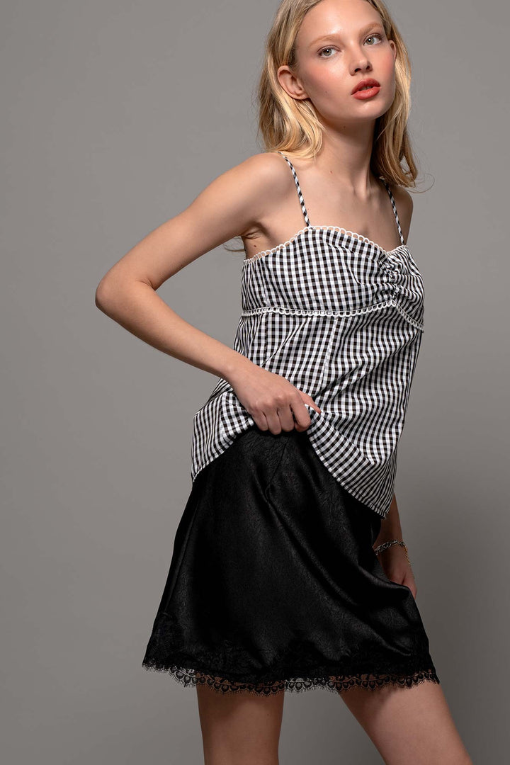 cottage charm gingham cami - black (additional view)