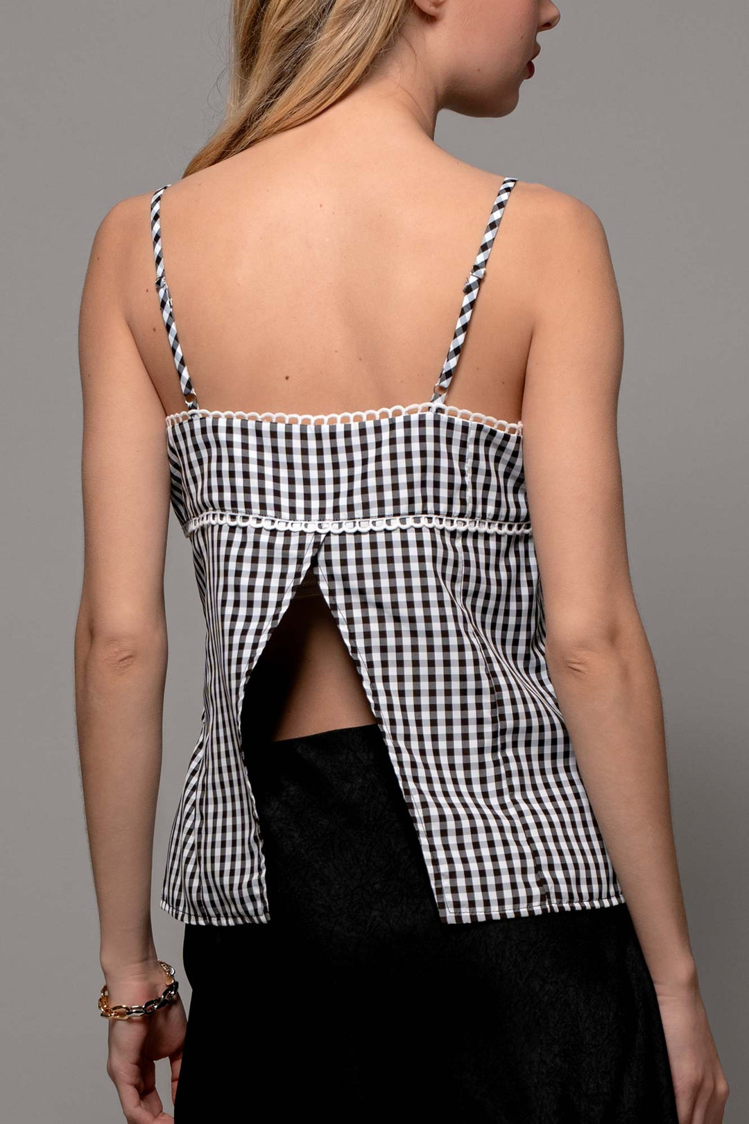 cottage charm gingham cami - black (additional view)
