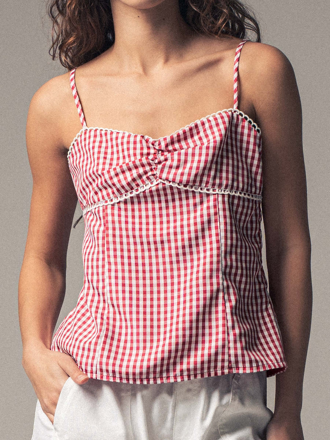 cottage charm gingham cami - red (additional view)