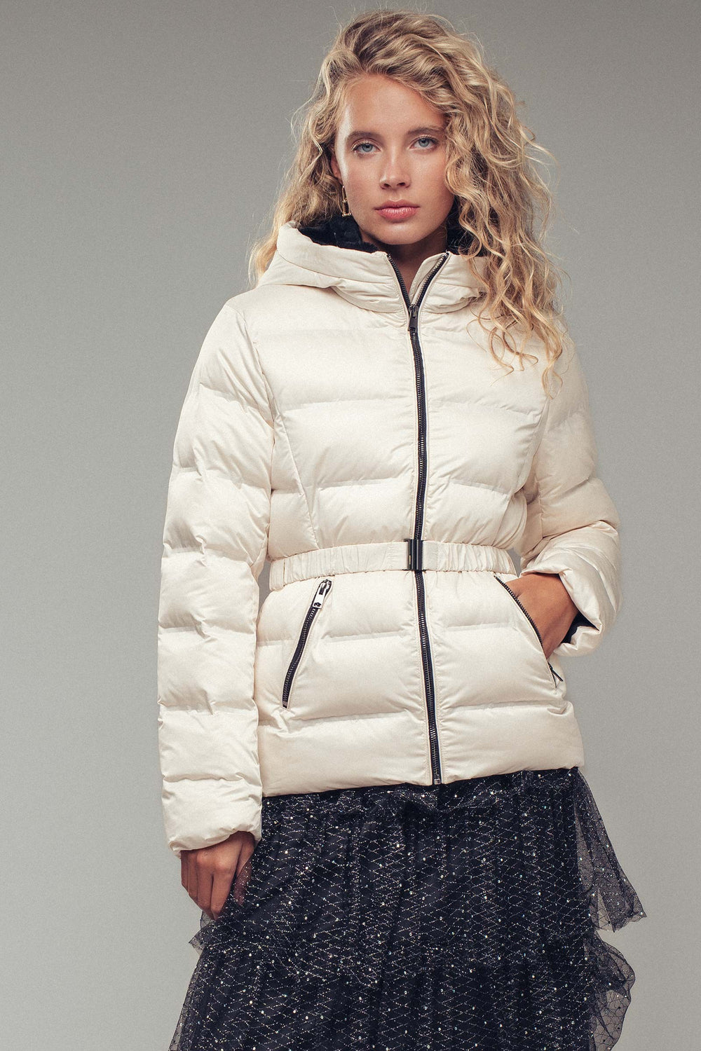 hooded puffer jacket - ivory (additional view)