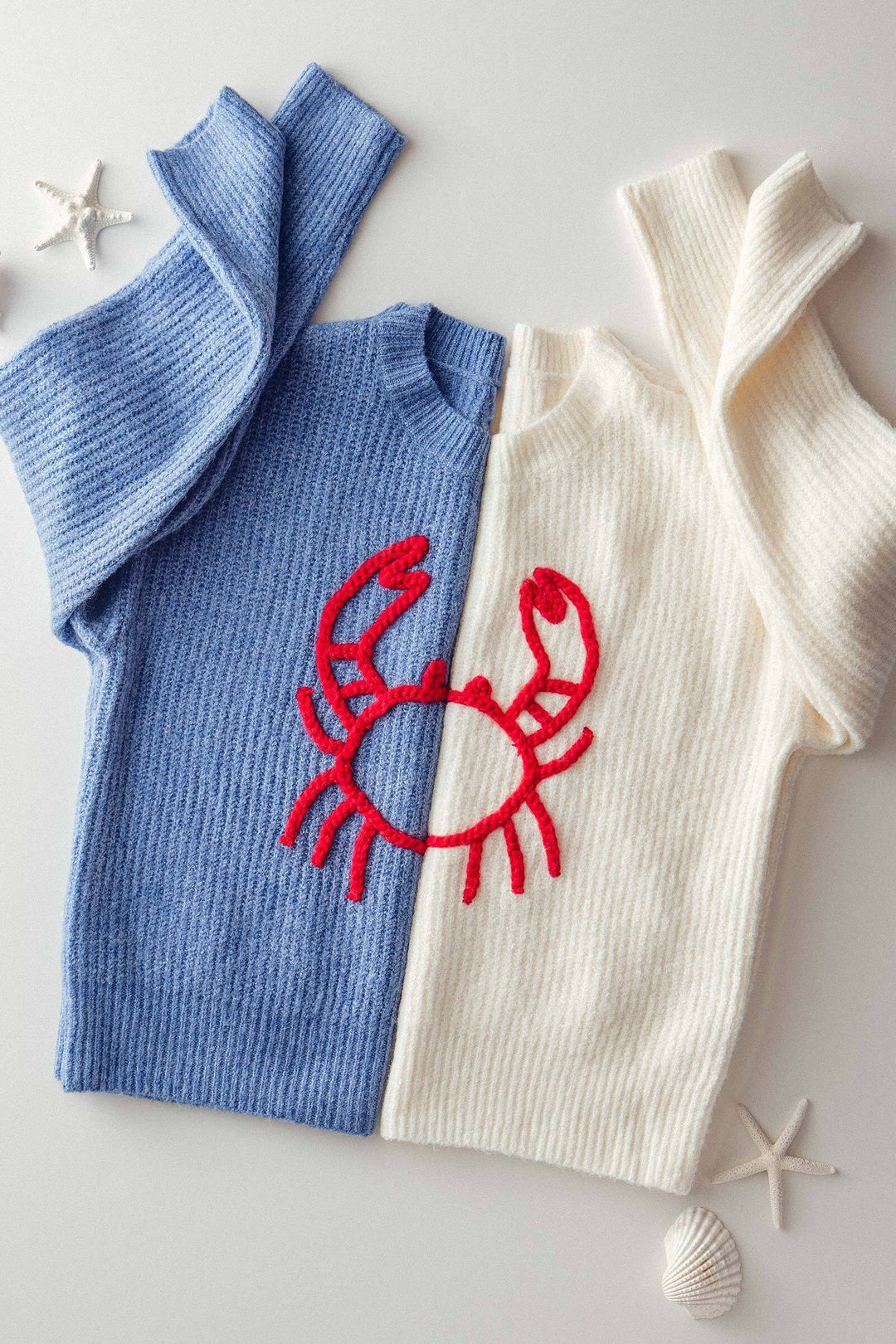 crab embroidered knit sweater - default