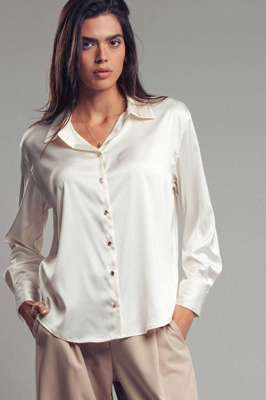 button down blouse - ivory