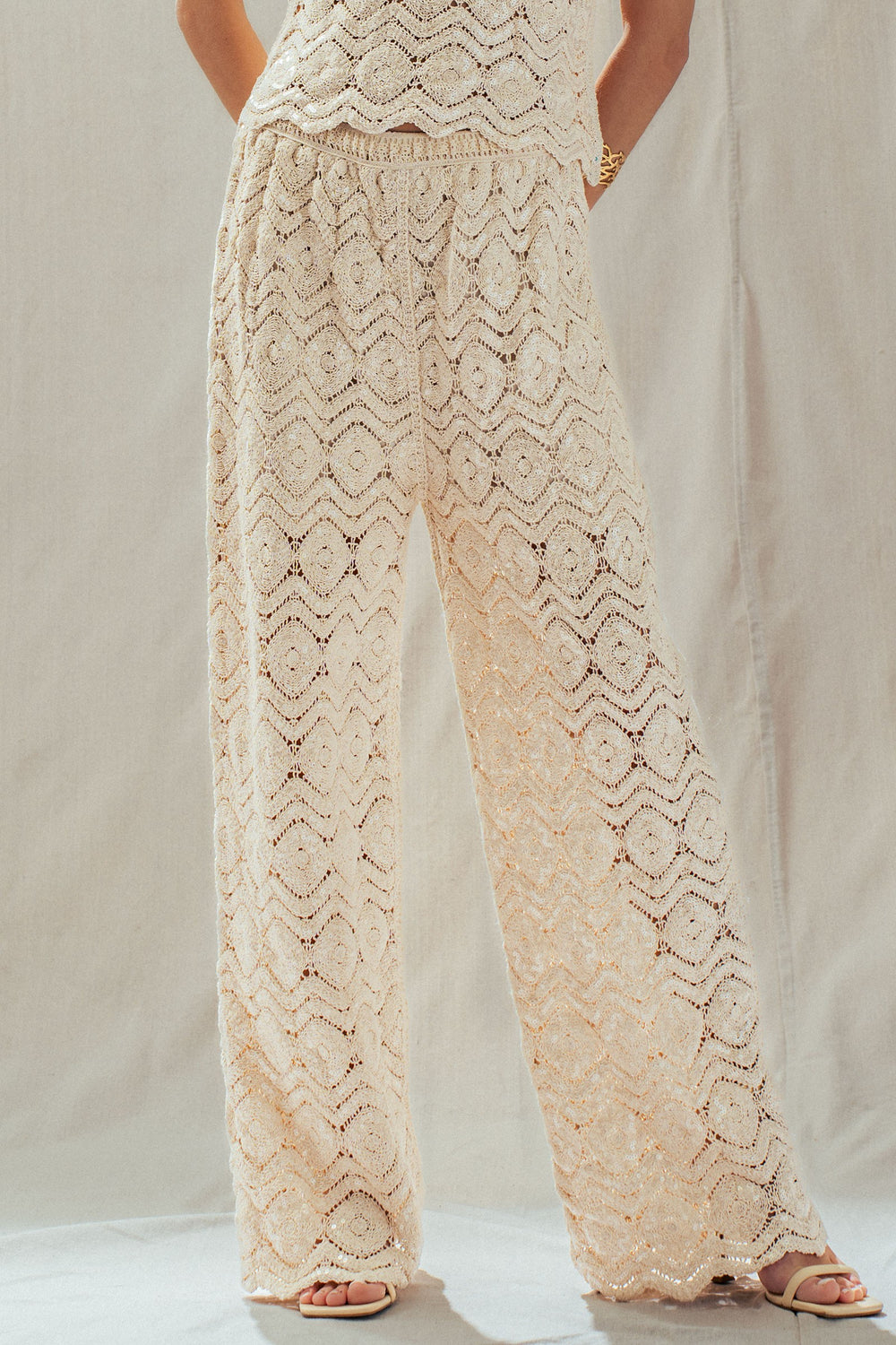 sunset sparkle crochet pants - natural (additional view)