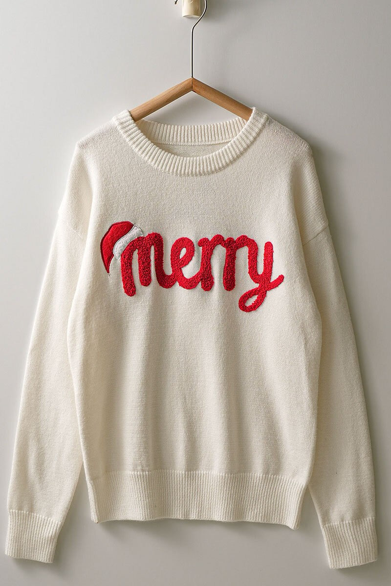 merry knit crewneck sweater - ivory (additional view)