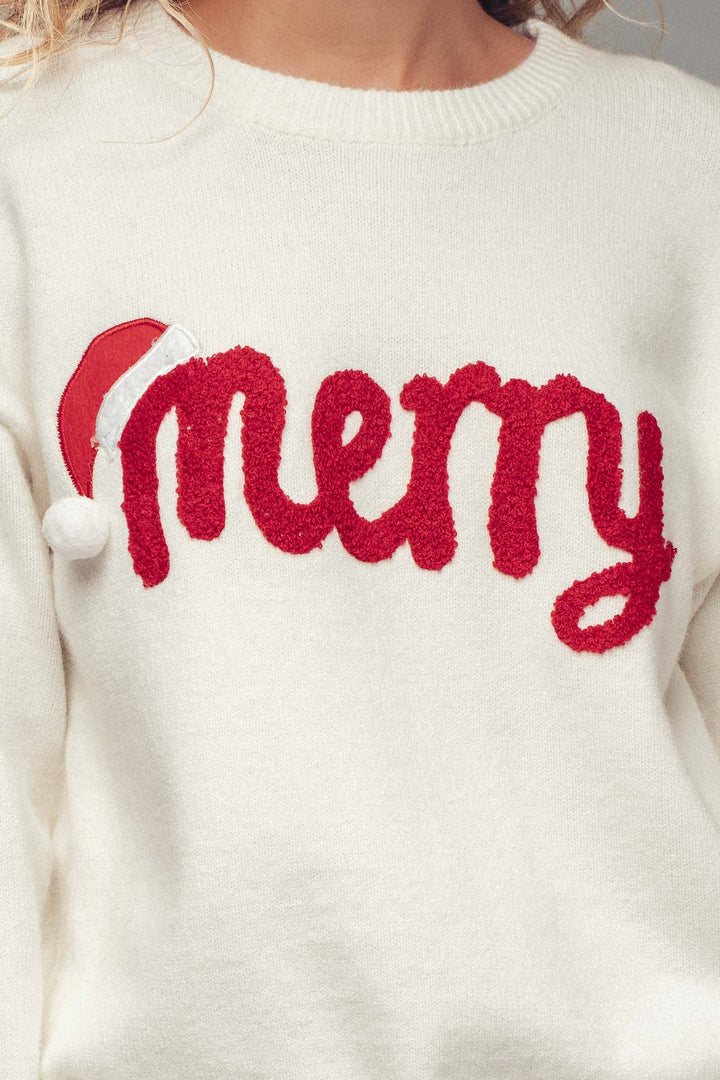 merry knit crewneck sweater - ivory (additional view)