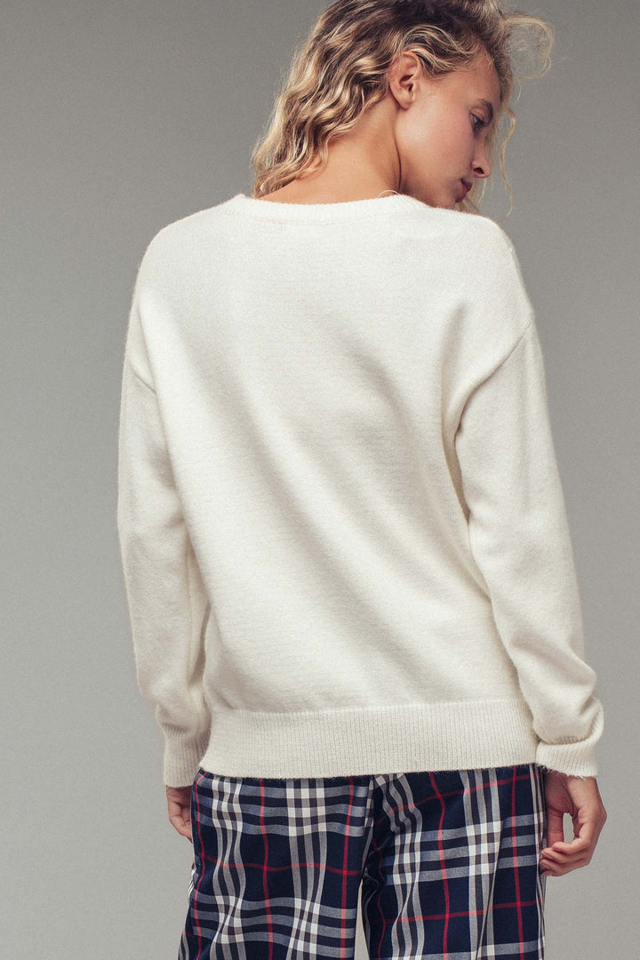 merry knit crewneck sweater - ivory (additional view)