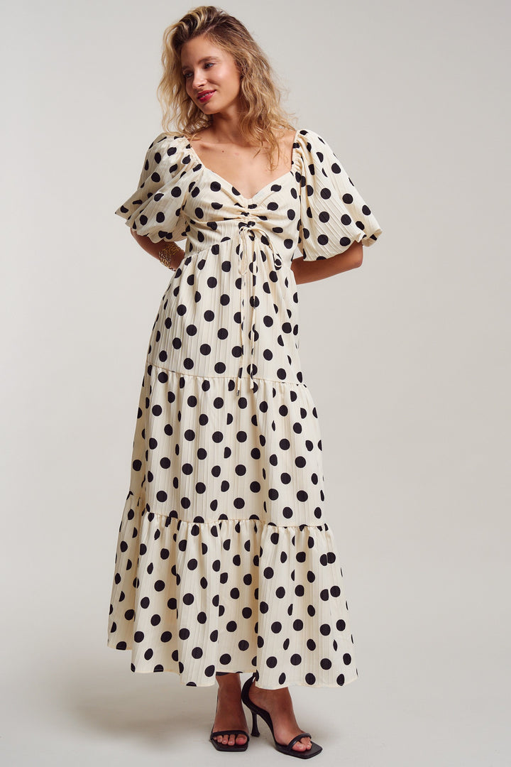 polka dot symphony midi dress - ivory (additional view)