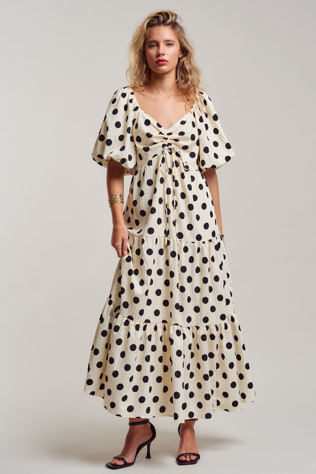 polka dot symphony midi dress - ivory (additional view)