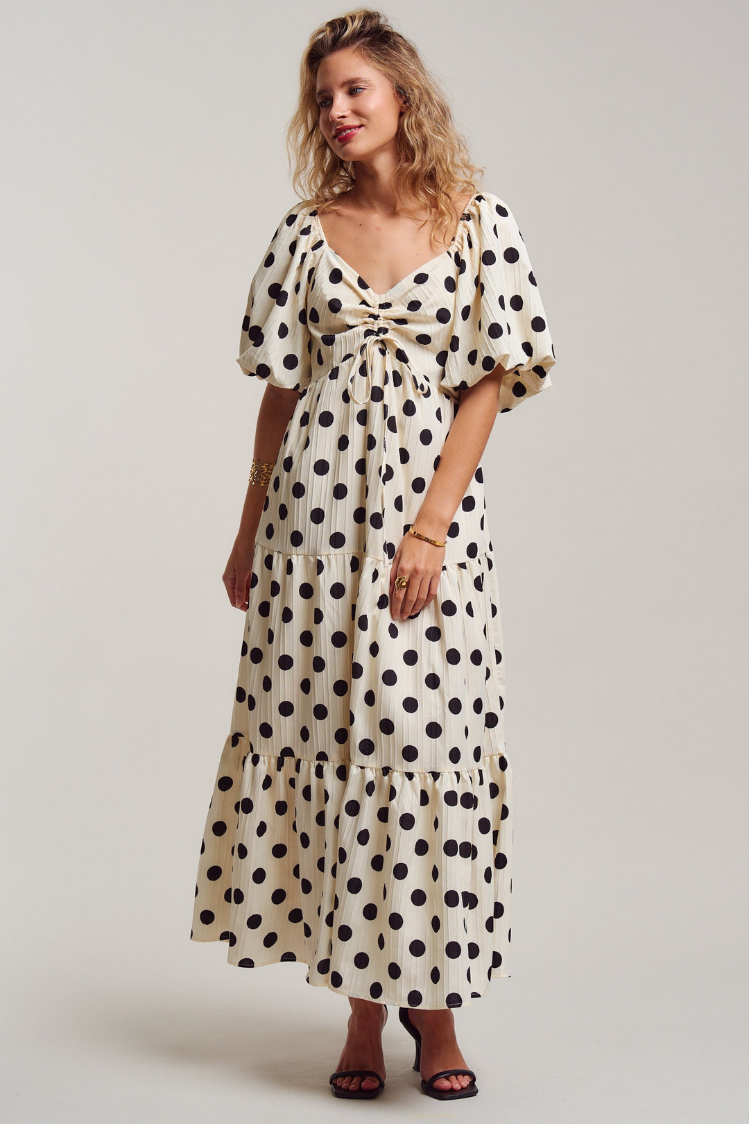 polka dot symphony midi dress - ivory (additional view)