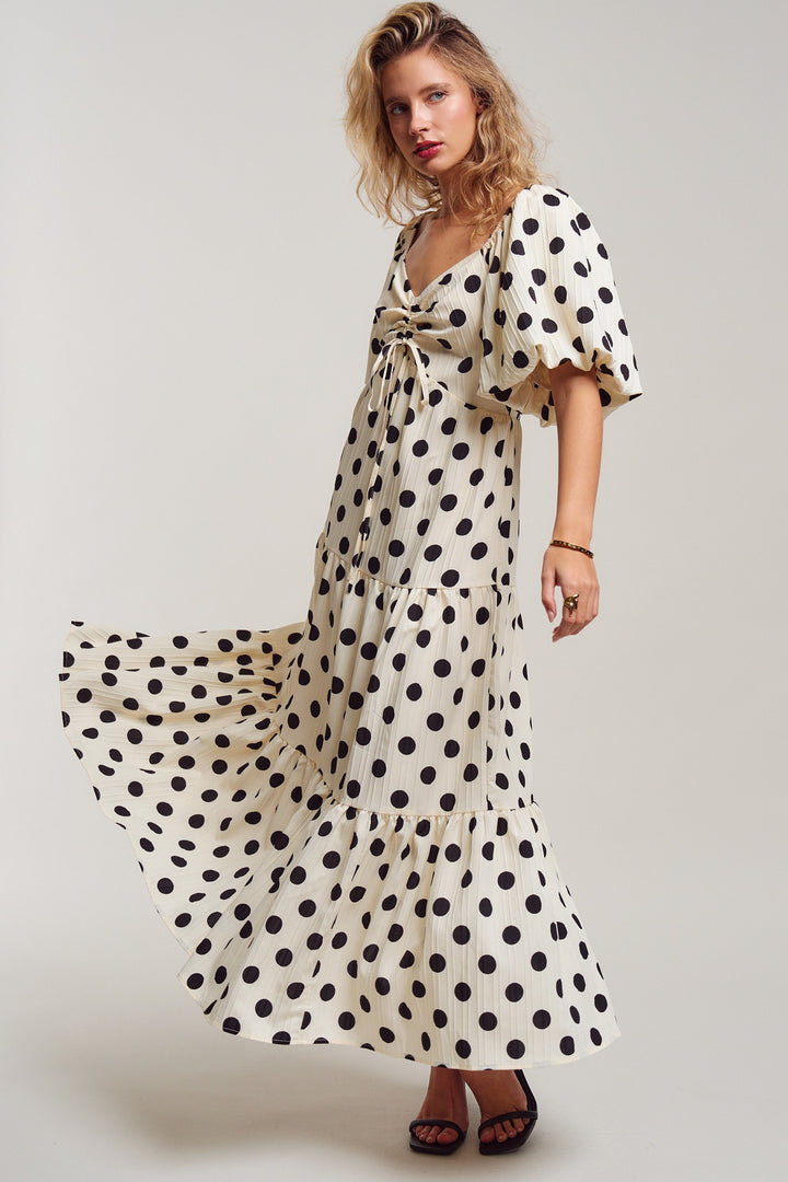 polka dot symphony midi dress - ivory (additional view)