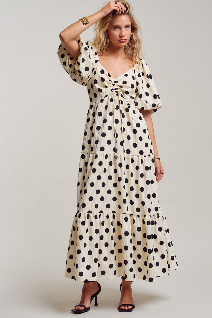 polka dot symphony midi dress - ivory (additional view)
