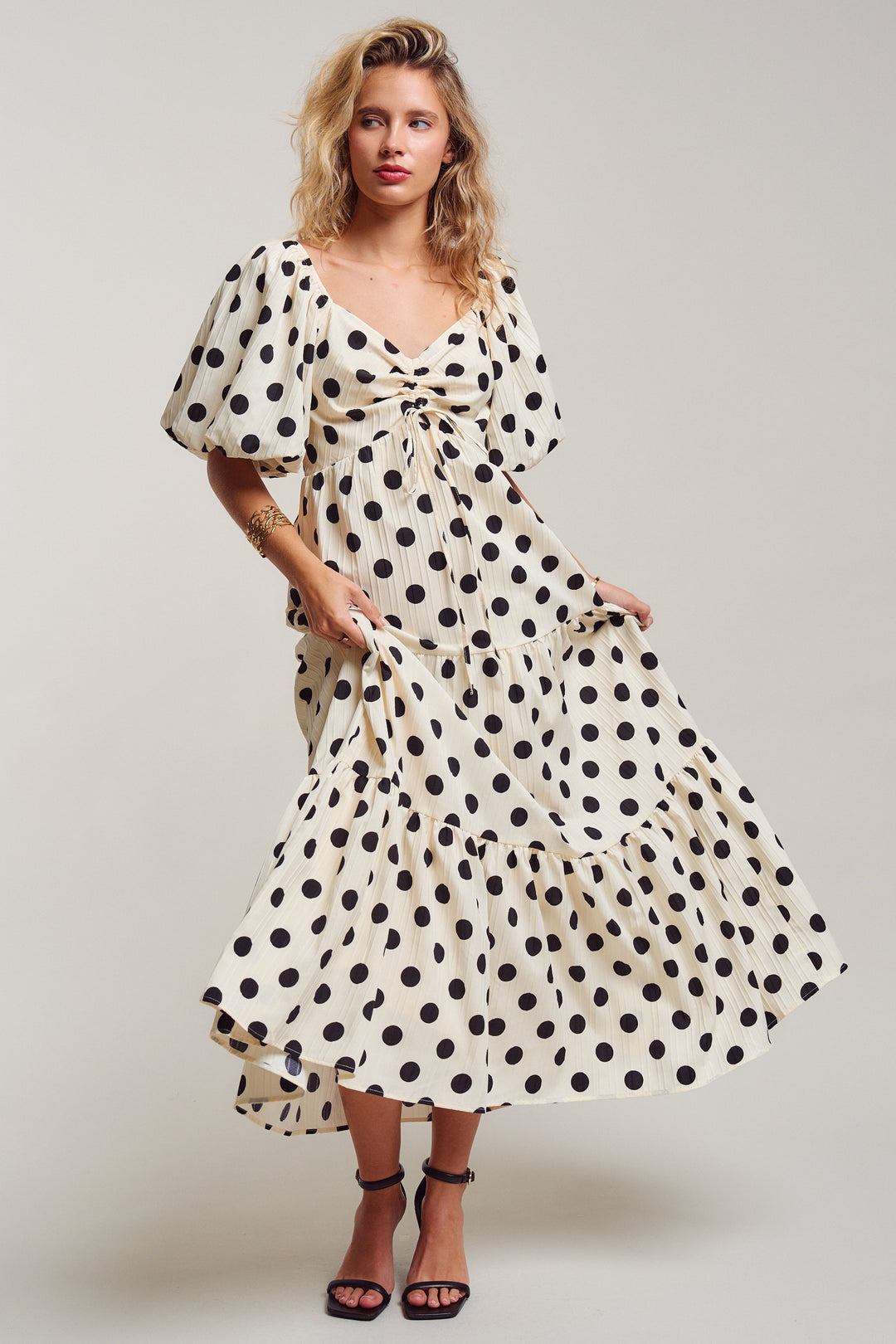 polka dot symphony midi dress - ivory (additional view)
