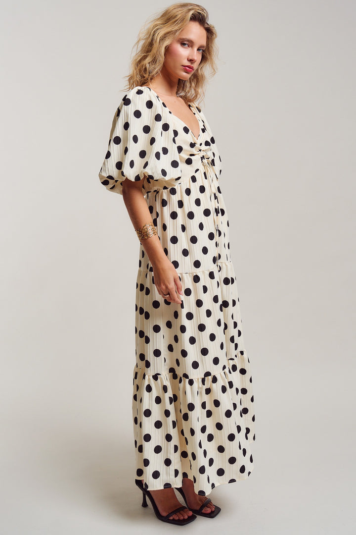 polka dot symphony midi dress - ivory (additional view)