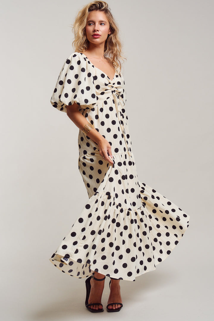 polka dot symphony midi dress - ivory (additional view)