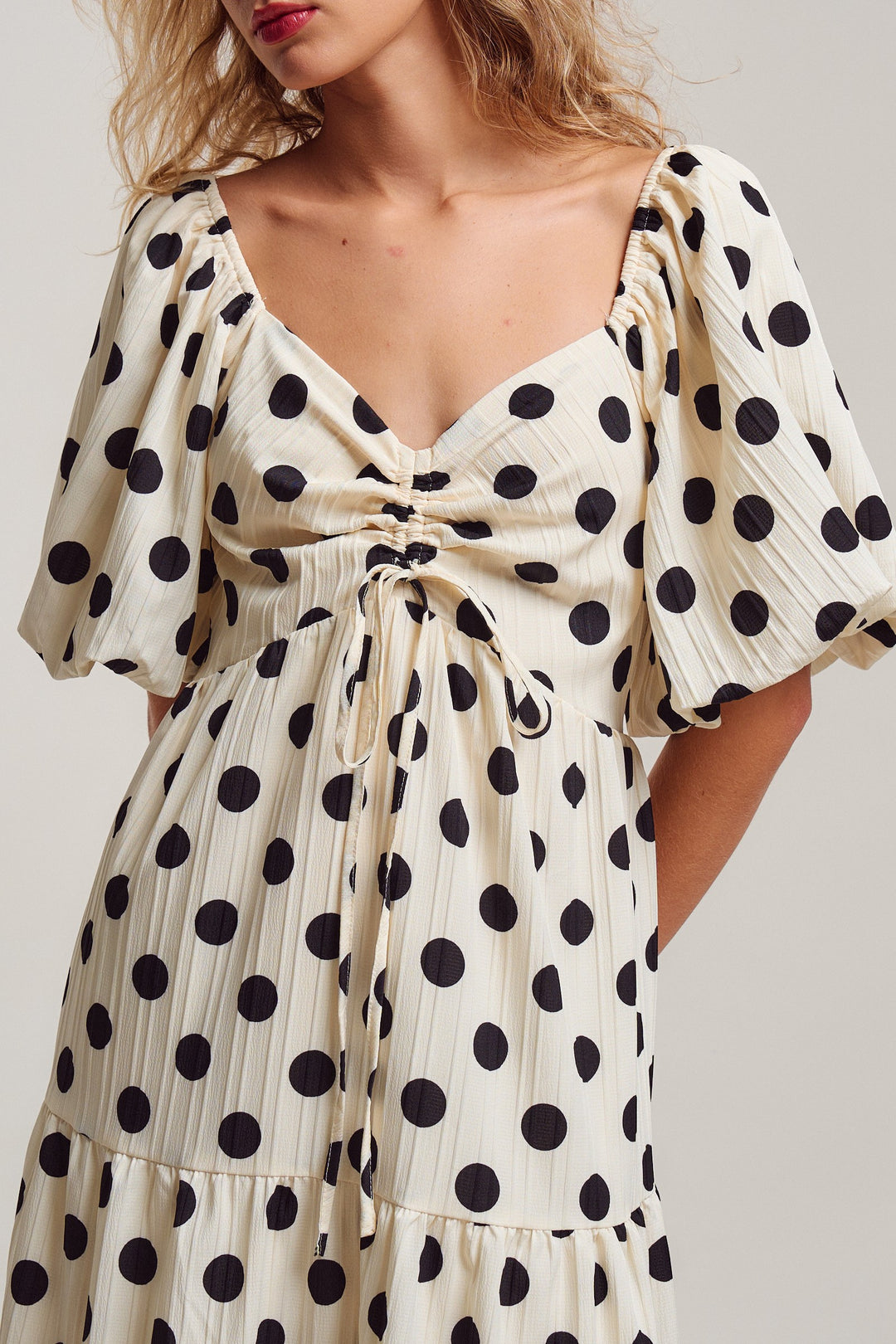 polka dot symphony midi dress - ivory (additional view)