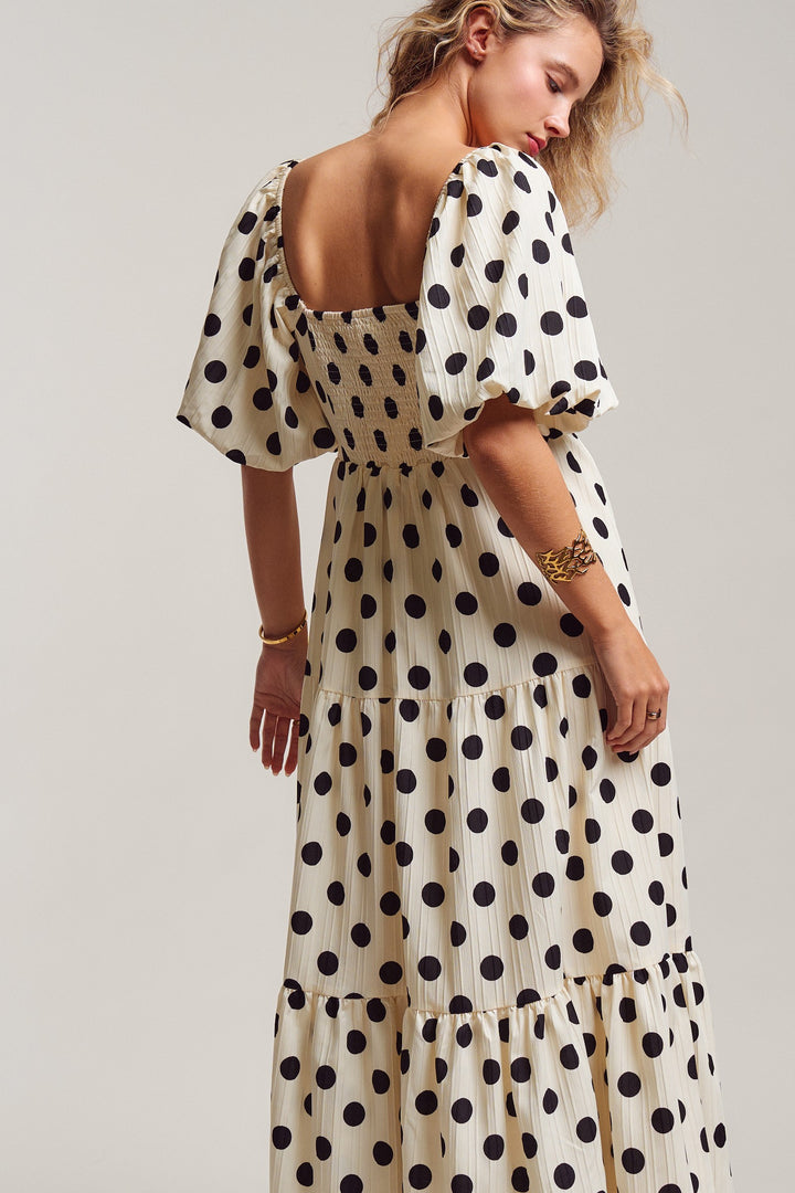polka dot symphony midi dress - ivory (additional view)