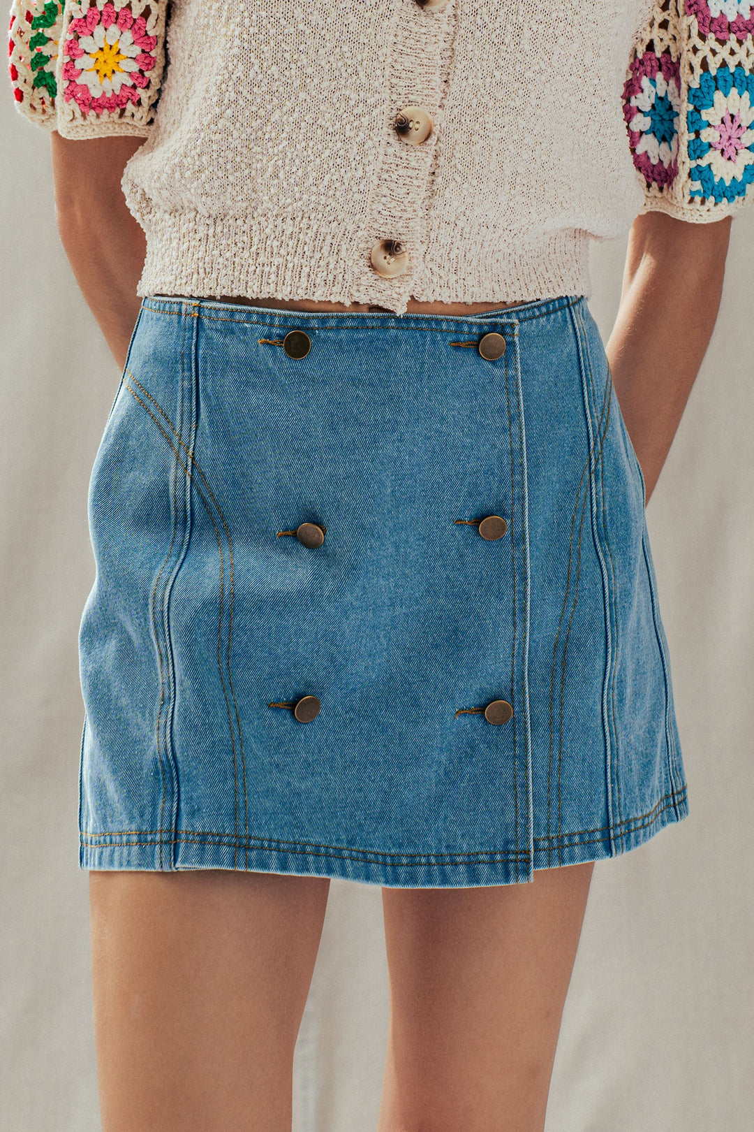 denim wrap skort - denim