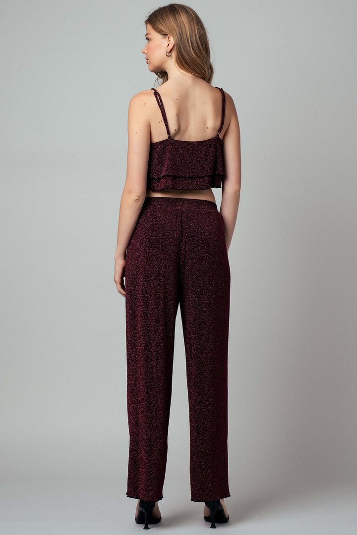 metallic two piece cami and pants set - black pink (additional view)