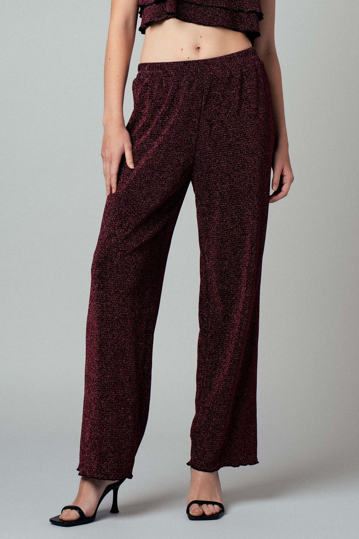 metallic two piece cami and pants set - black pink (additional view)