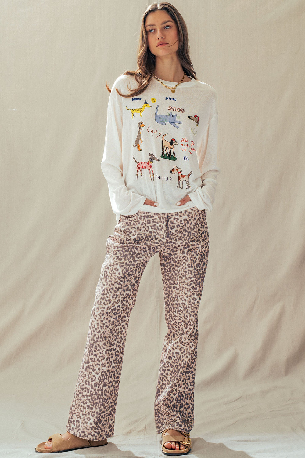 pup parade long sleeve tee - white (additional view)