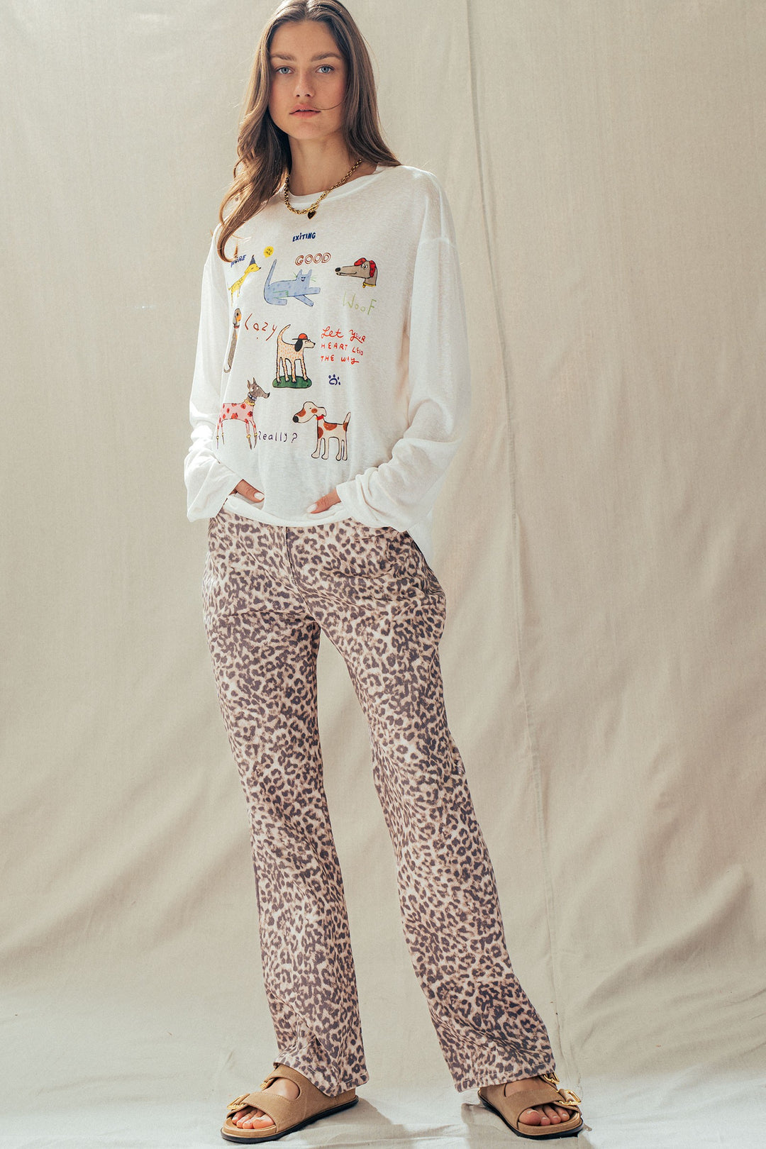 pup parade long sleeve tee - white (additional view)