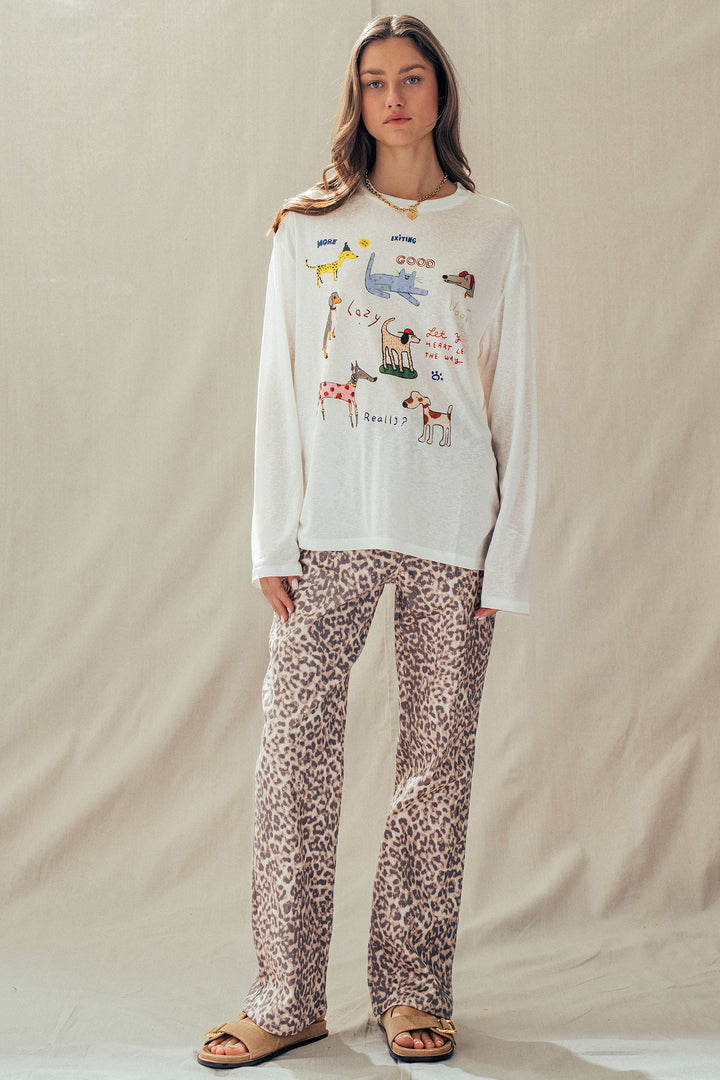 pup parade long sleeve tee - white (additional view)