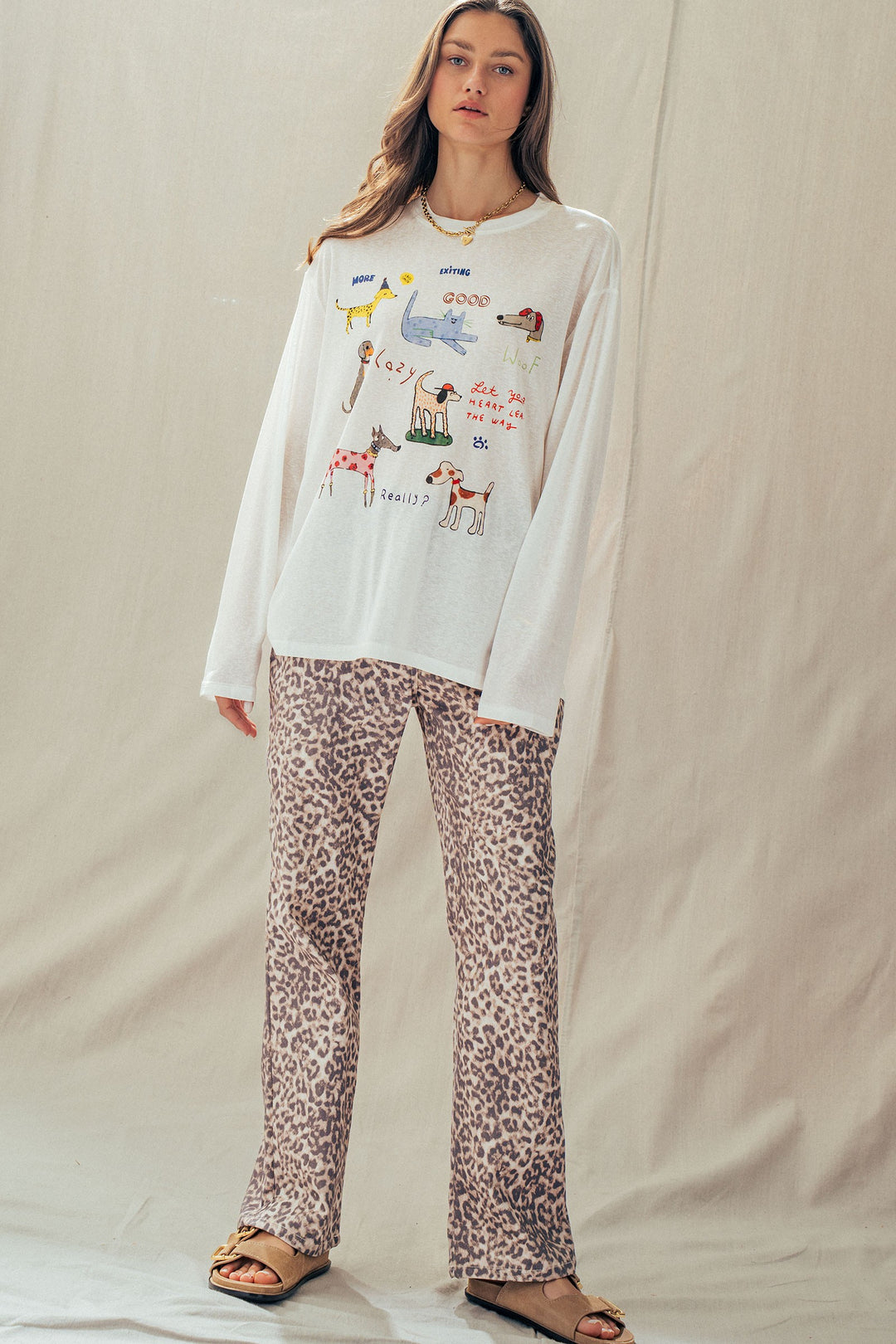 pup parade long sleeve tee - white (additional view)