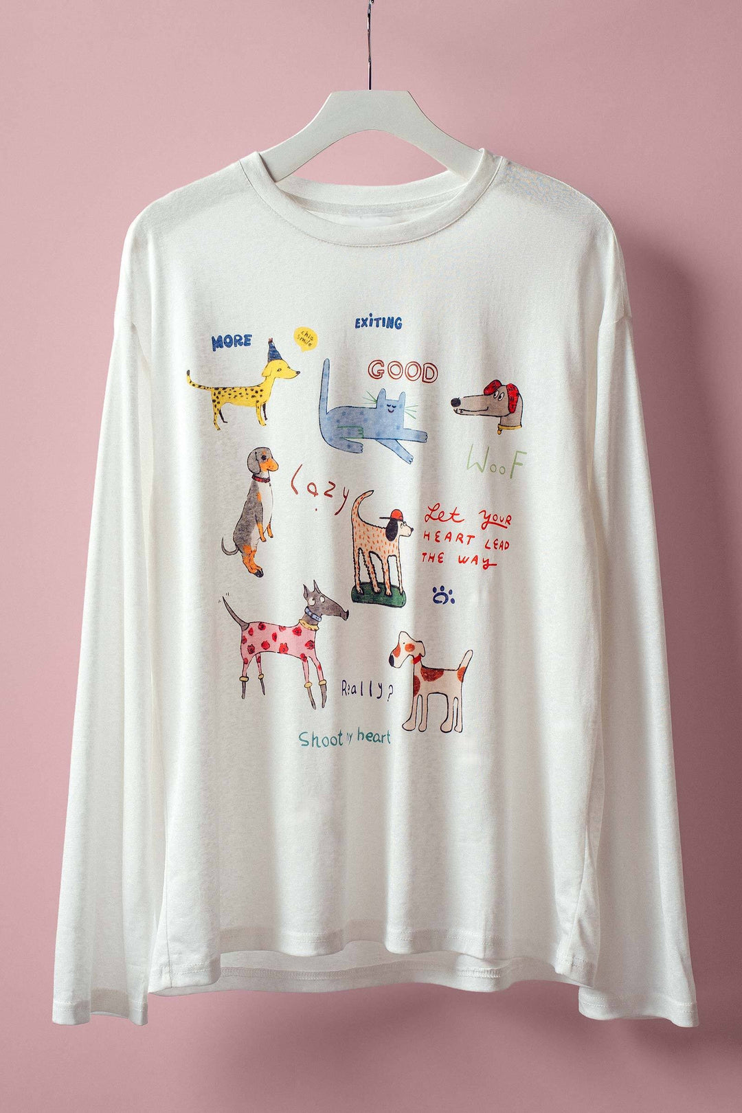 pup parade long sleeve tee - white (additional view)