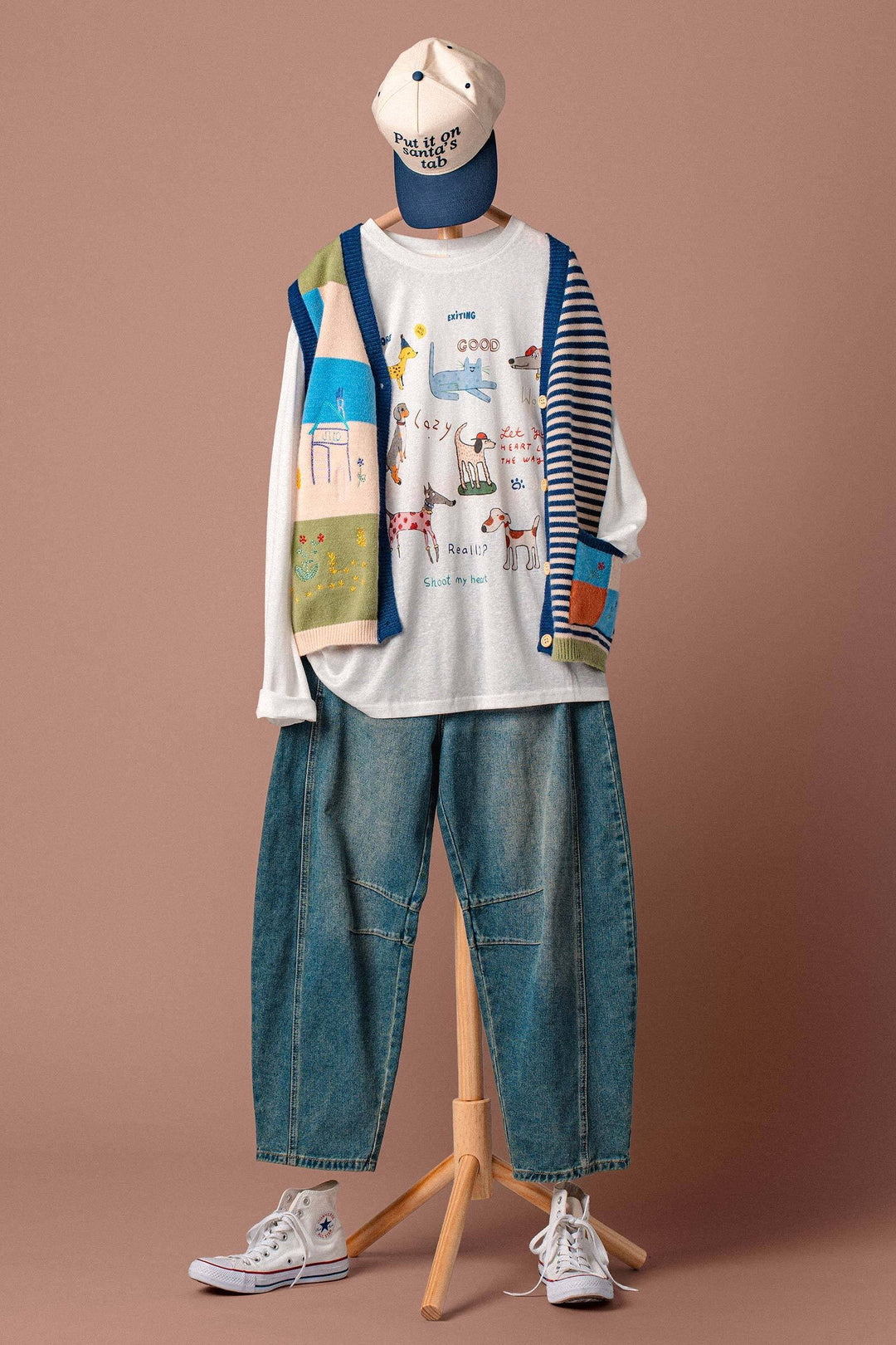 pup parade long sleeve tee - white (additional view)