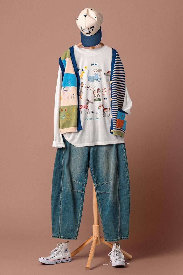 pup parade long sleeve tee - white (additional view)