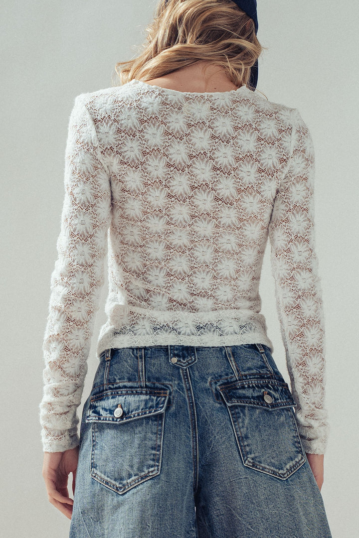 vintage floral lace layer top - ivory (additional view)