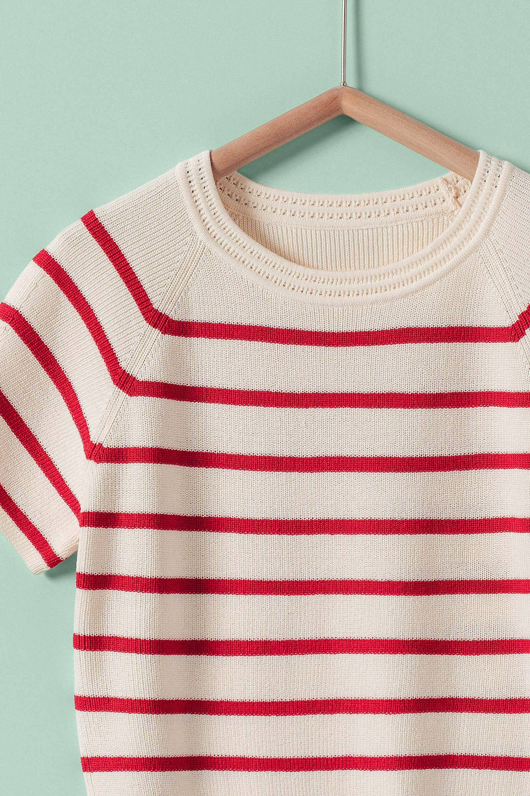 classic nautical stripe knit top - ivory red (additional view)
