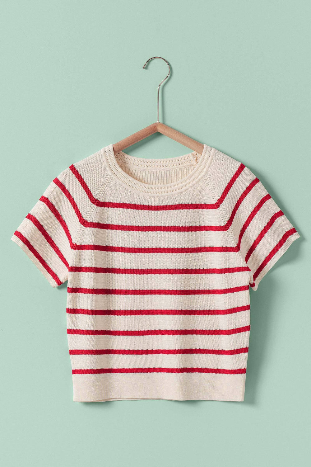 crew neck knit top - ivory red (additional view)