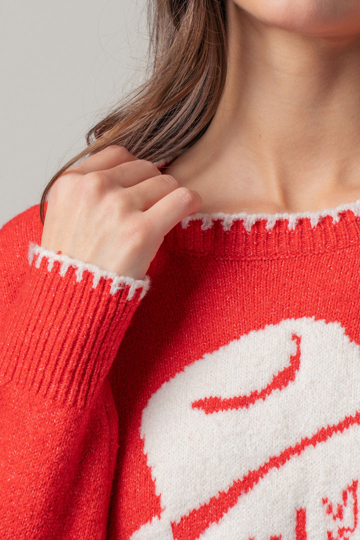 boot graphic knit sweater - red (additional view)