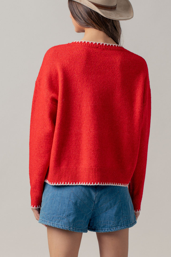 boot graphic knit sweater - red (additional view)