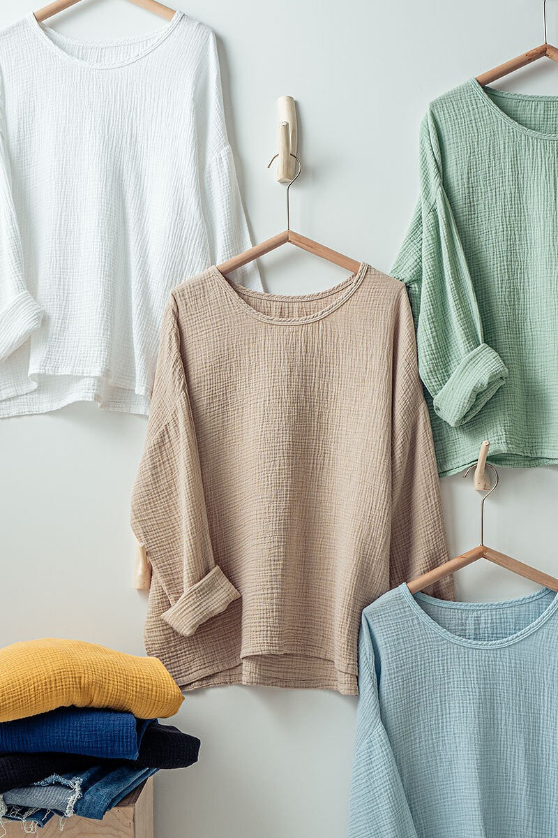 F Relaxed Fit Premium Cotton Gauze Lounge Top