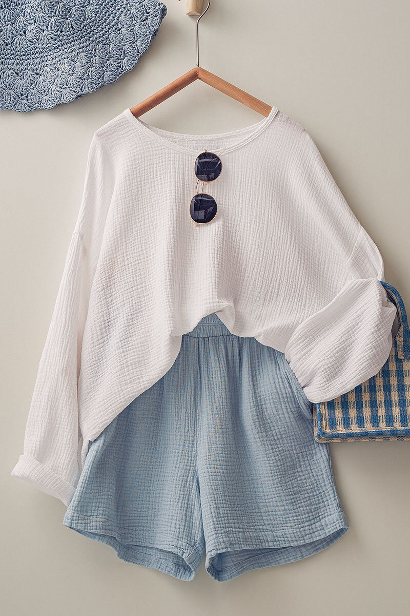 F Relaxed Fit Premium Cotton Gauze Lounge Top, additional view