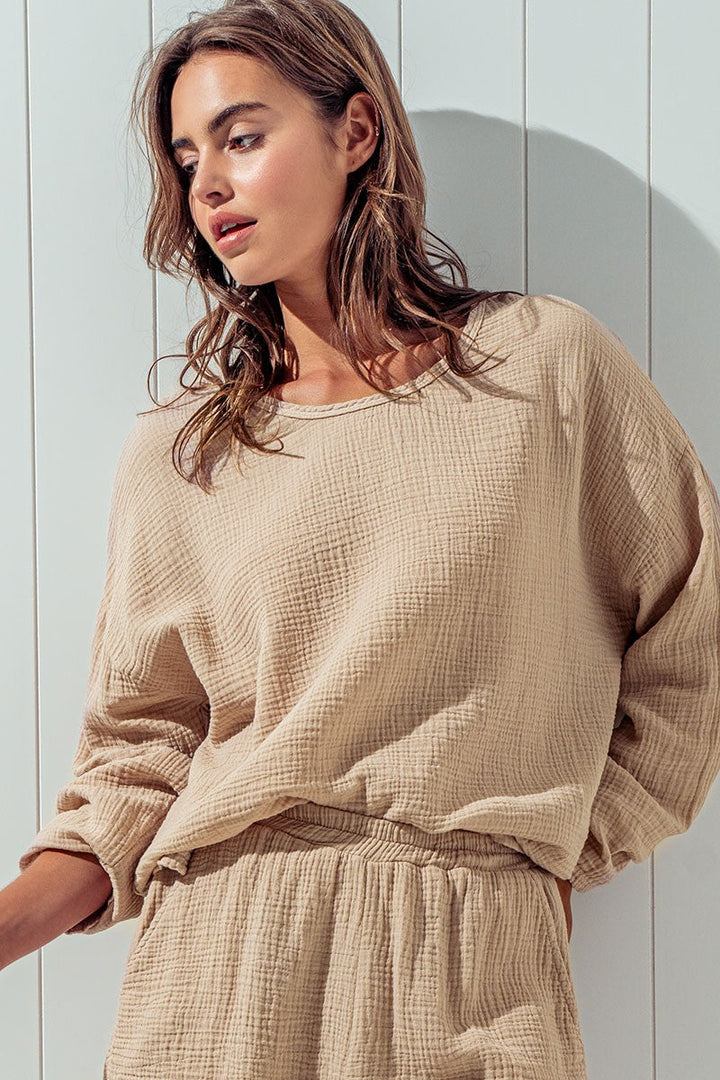 F Relaxed Fit Premium Cotton Gauze Lounge Top, additional view