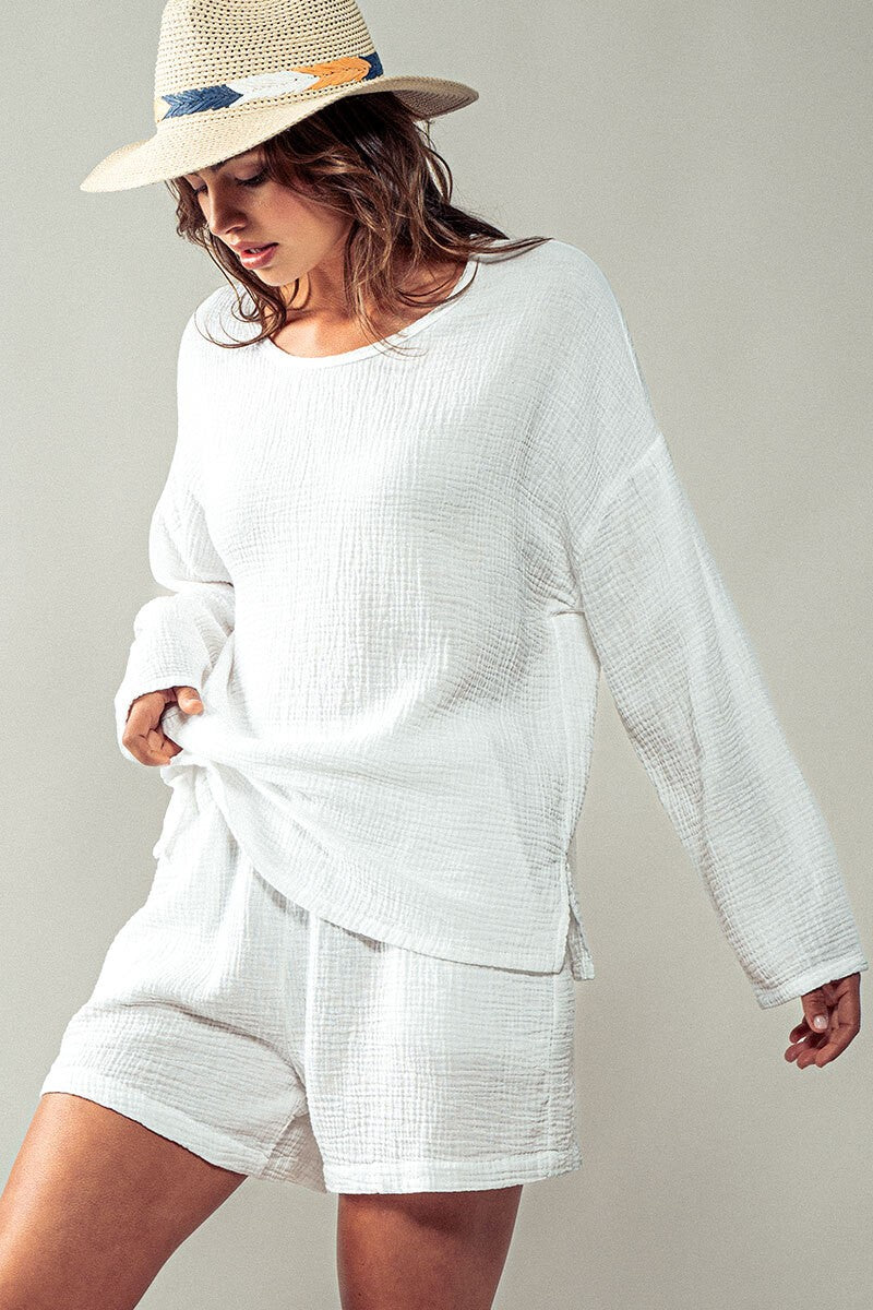 F Relaxed Fit Premium Cotton Gauze Lounge Top, additional view