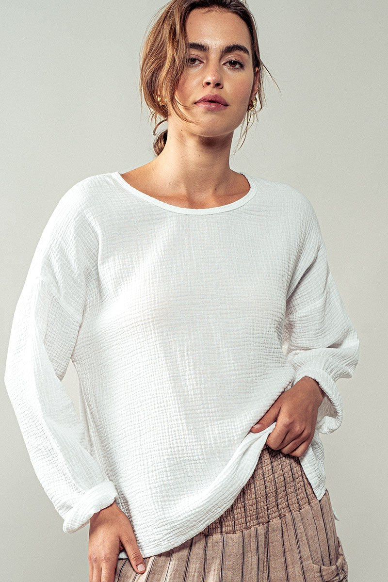F Relaxed Fit Premium Cotton Gauze Lounge Top, additional view