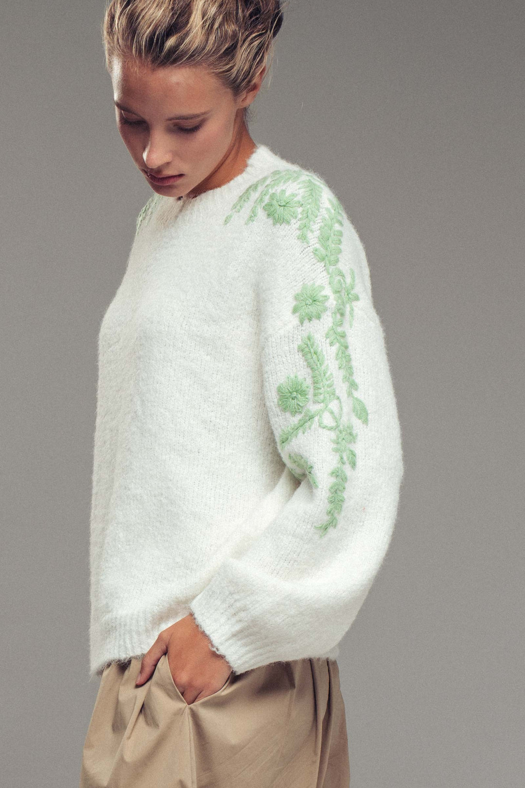 Embroidered Floral Knit Sweater