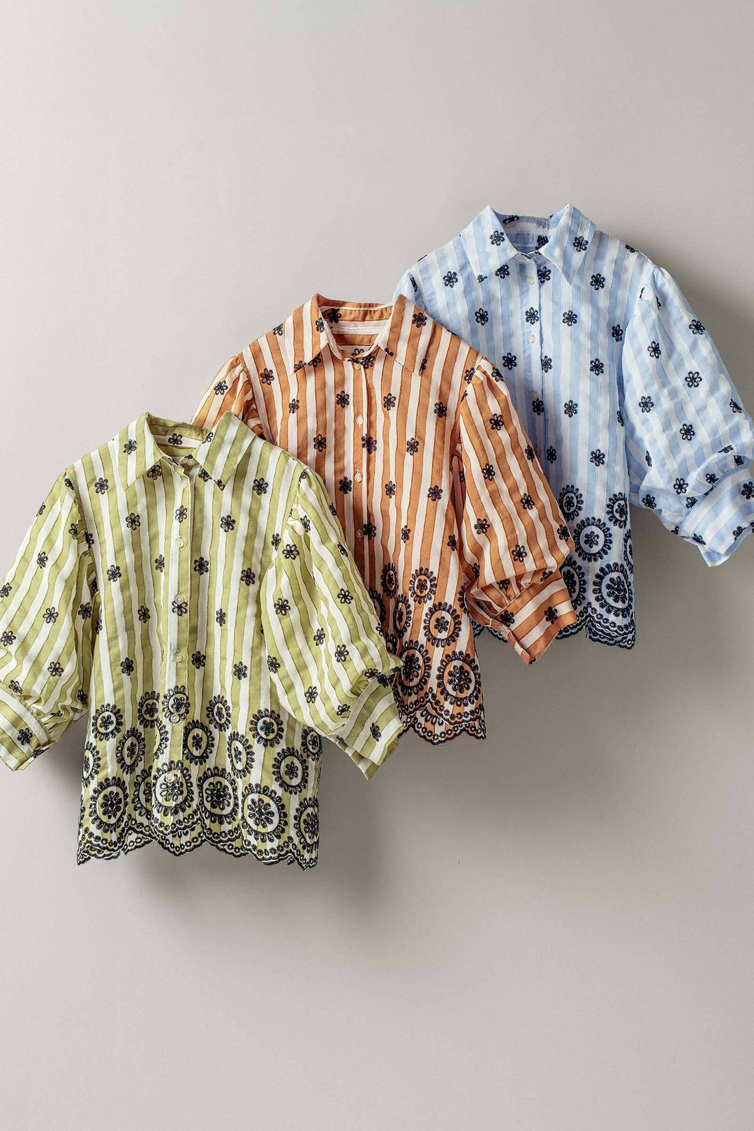 embroidered stripe bloom blouse - default