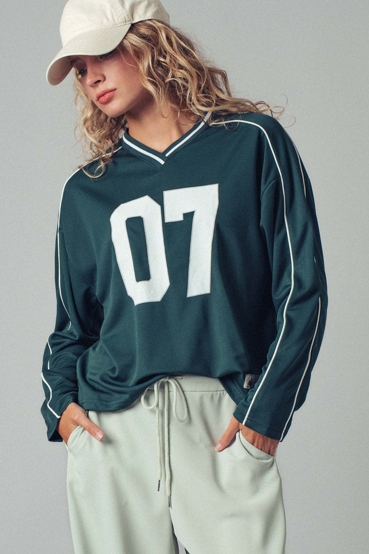 Varsity Number Graphic Jersey Top, additional view