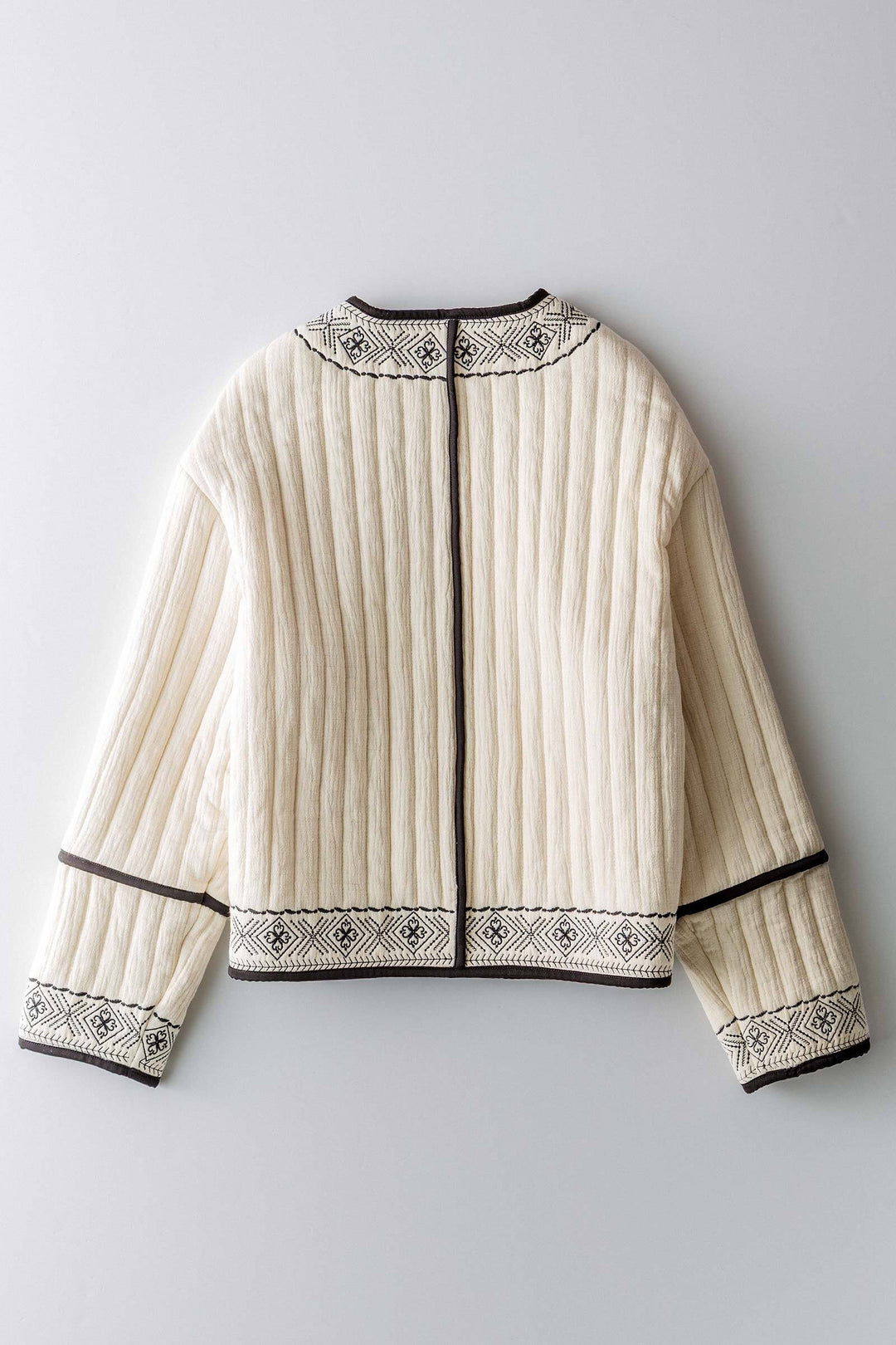 embroidered padded jacket with black trim details - ivory black (additional view)