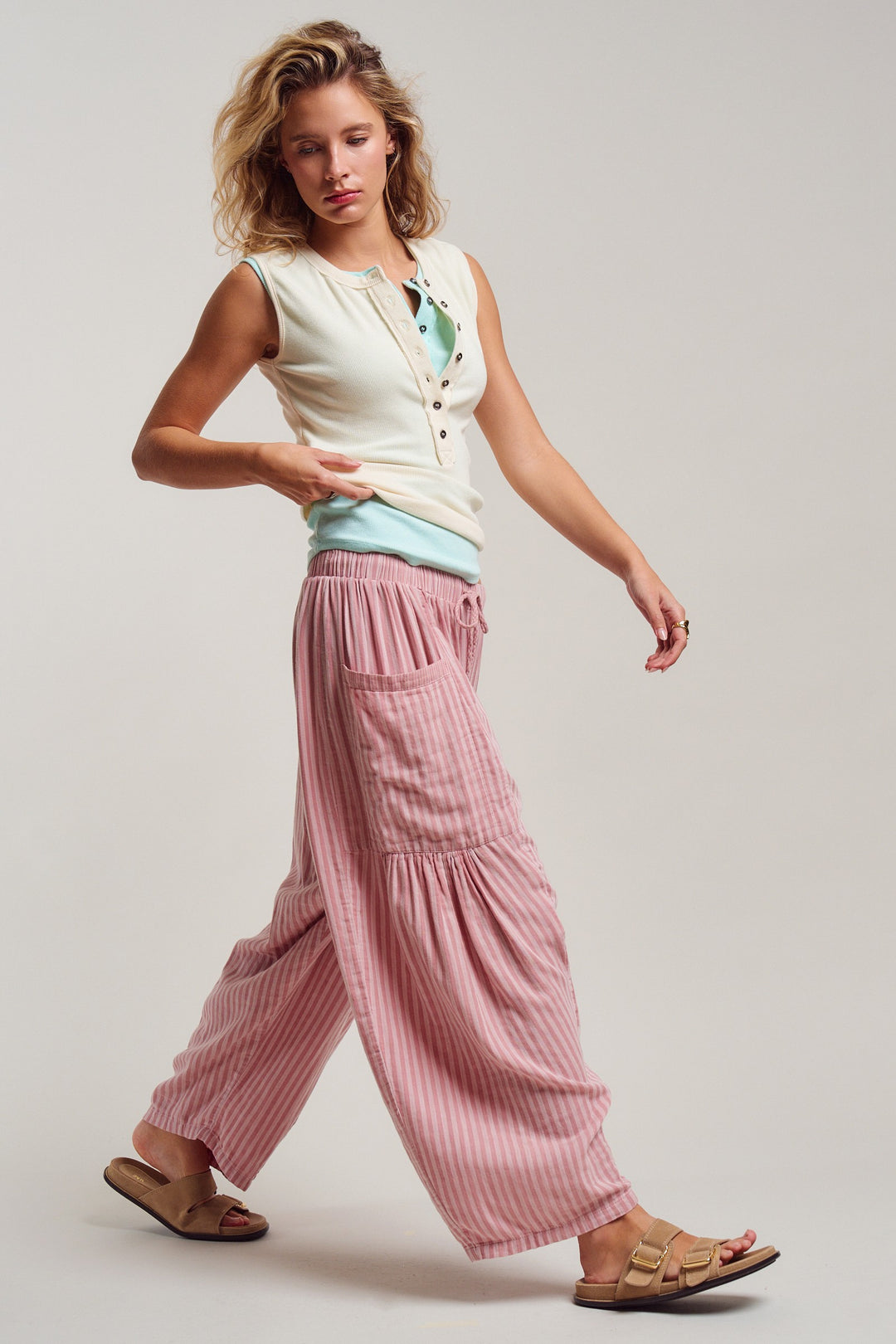 sweet summer henley tank - ivory (additional view)