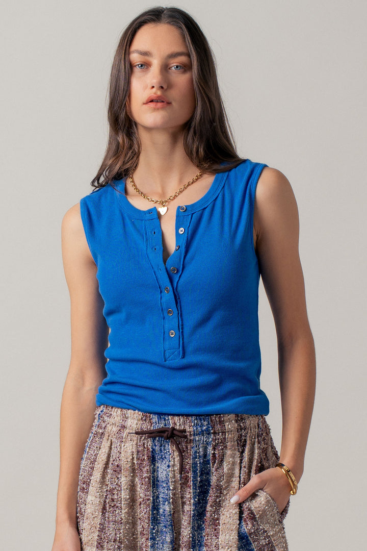 sweet summer henley tank - royal blue (additional view)