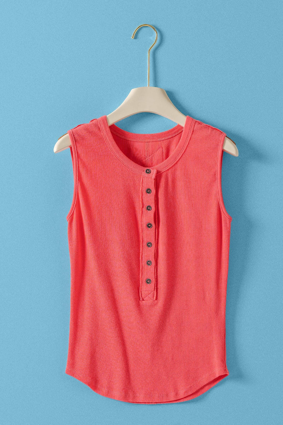 sweet summer henley tank - warm coral