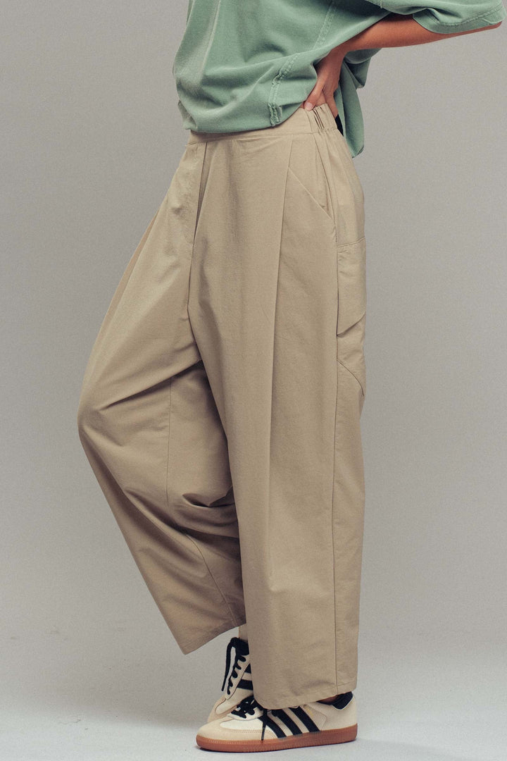 Relaxed Wide Leg Cropped Trousers With Pockets, additional view