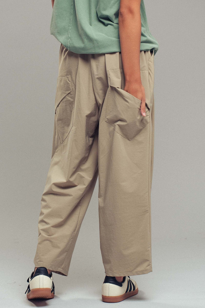 Relaxed Wide Leg Cropped Trousers With Pockets, additional view