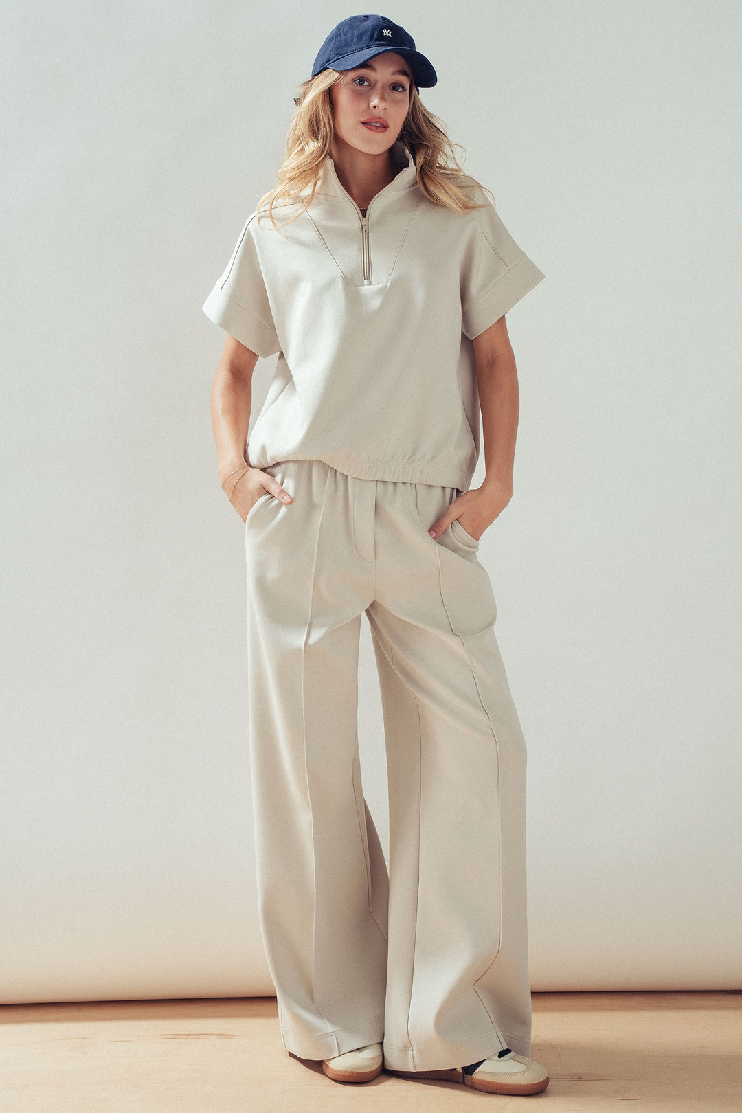 wide leg pull on pants - natural (additional view)